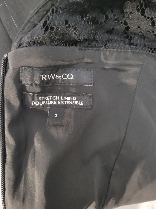 5/$20**RW & Co Size 2 Black Pinstripe Dress With Lace Detailing - Picture 5 of 6